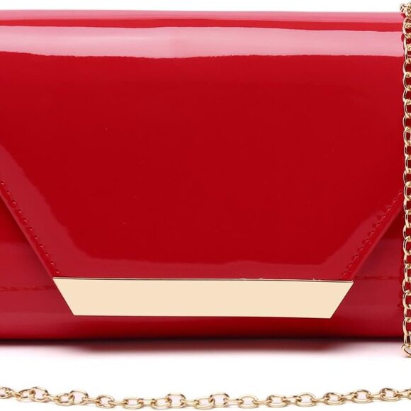 Patent Leather Envelope Clutch Womens Evening Handbag Stylish Shoulder Bag Purse - Picture 1 of 9